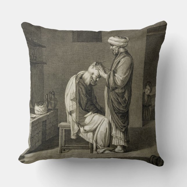 Coussin Le coiffeur, des arts du volume II et des (Recto)