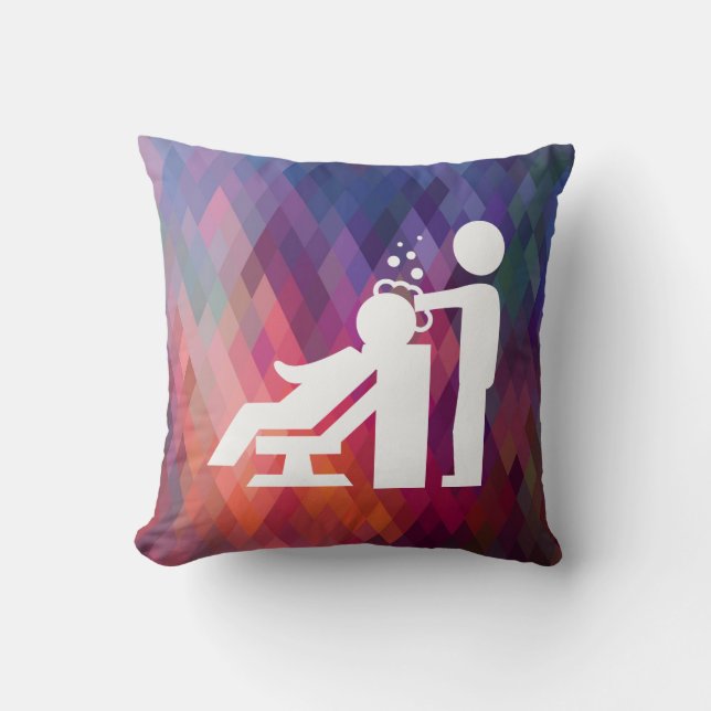 Coussin Le coiffeur travaille le pictogramme (Recto)