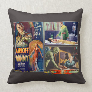 Coussin Le collage vintage d'affiche de film d'horreur de