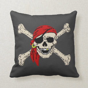 Coussin Le crâne de pirate désosse le jolly roger