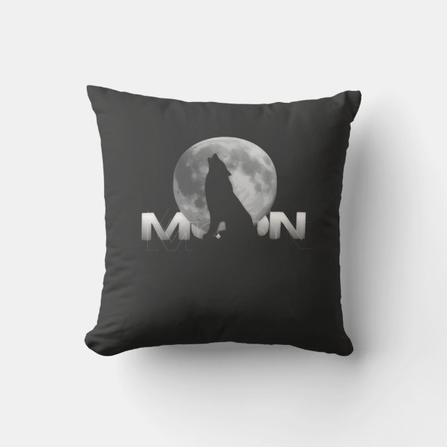 Coussin le cri du loup sous la pleine lune (Recto)