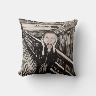 Coussin Le cri personnalisable drôle de peinture célèbre