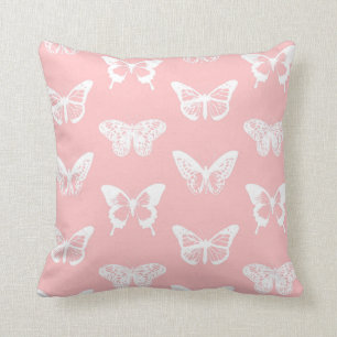 Coussin Le croquis de papillon, écossent le rose et le