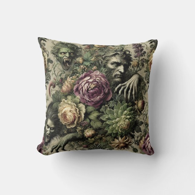 Coussin Le Culte Florabane - Design Floral Gothique (Recto)