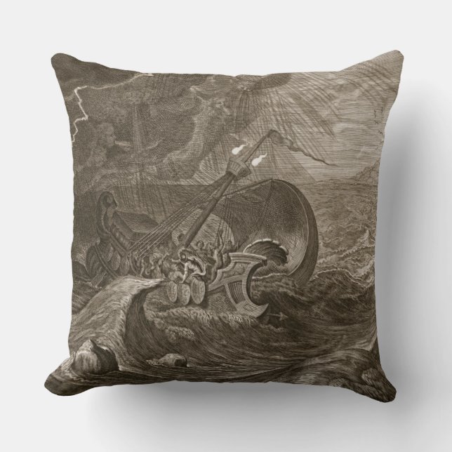 Coussin Le Dioscuri protègent un bateau, 1731 (la gravure) (Recto)