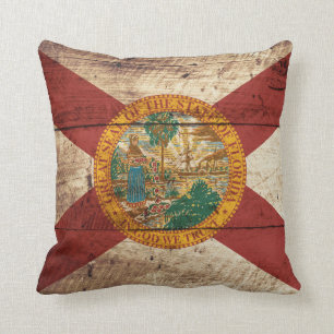 Coussin Le drapeau de l'État de Floride sur le vieux grai