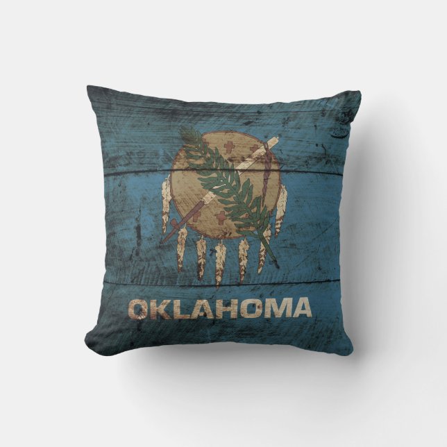 Coussin Le drapeau de l'État de l'Oklahoma sur le vieux gr (Recto)