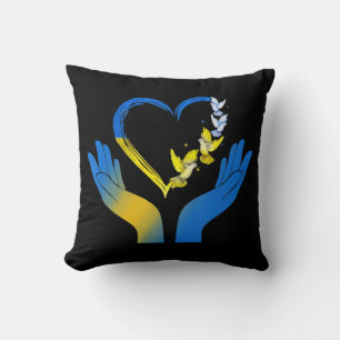 Coussin Le Drapeau Ukrainien Dove Ukraine Coeur Mains