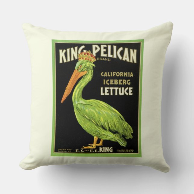 Coussin Le Étiquette pélican vert (Recto)