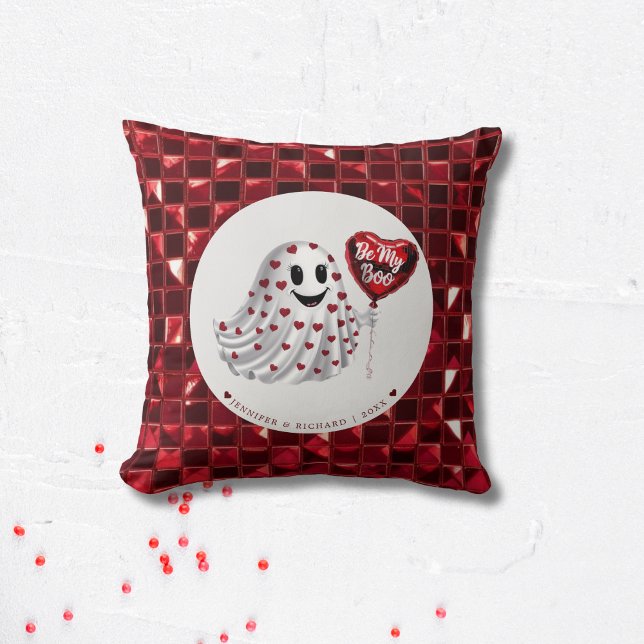 Coussin Le fantôme du coeur rouge du Motif de Valentine (Custom Valentine's Day Pillow with Cherry Vibe)
