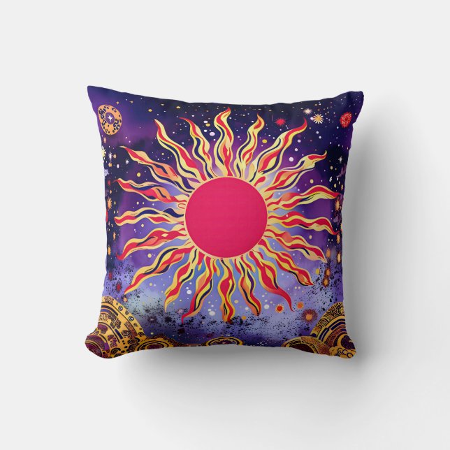 Coussin "Le feu de la danse du Cosmos" Le Soleil (Recto)