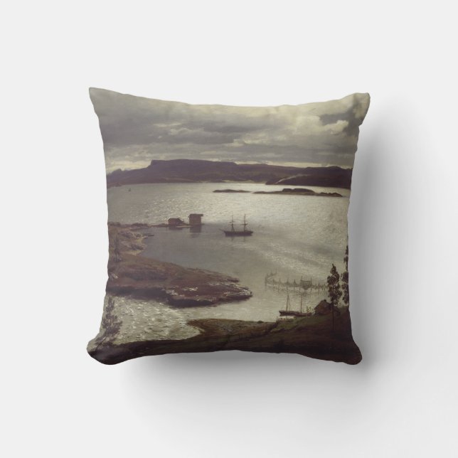 Coussin Le fjord de Sandvik par Hans Gude (Recto)