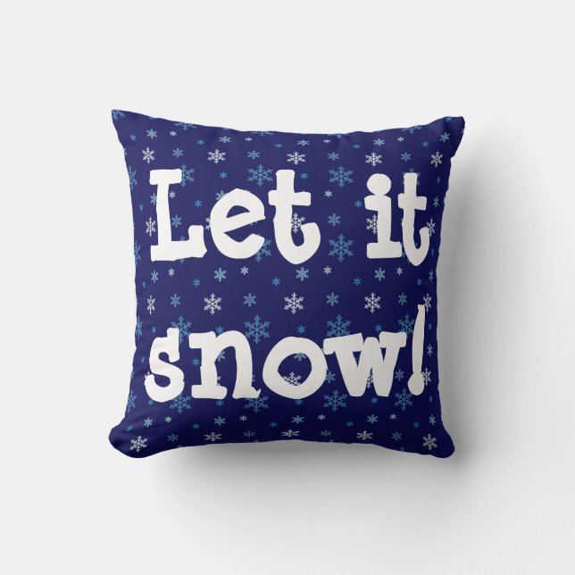 Coussin Le flocon de neige bleu "l'a laissé neiger" (Recto)