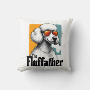 Coussin Le Fluffather Caniche Vintage Drôle de Chien Mafia