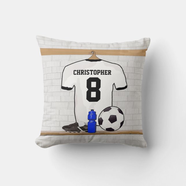 Coussin Le football Jersey noir blanc personnalisé du (Recto)