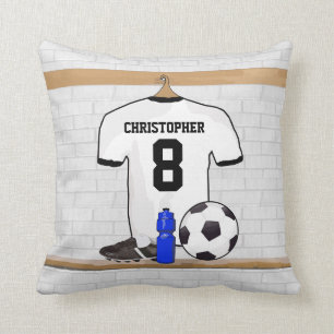Coussin Le football Jersey noir blanc personnalisé du