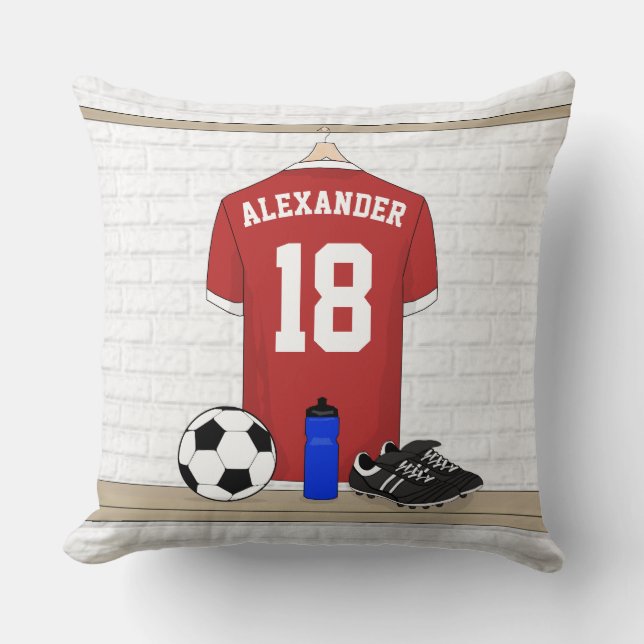 Coussin Le football Jersey rouge et blanc personnalisé du (Recto)