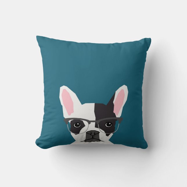 Coussin Le français des hipsters avec lunettes - French Bu (Recto)