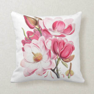 Coussin Le fuchsia vintage rougissent floral élégant rose