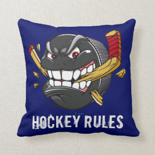 Coussin Le galet d'hockey drôle repose des règles d'hock