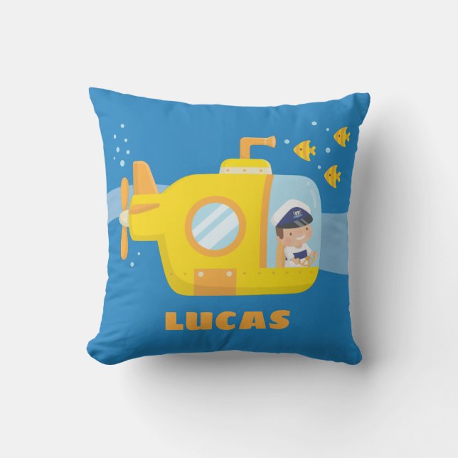 Coussin Le garçon mignon dans le sous-marin badine le (Recto)
