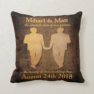 Coussin Le garçon rencontre le cadeau de mariage gai de