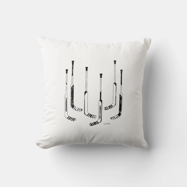 Coussin Le gardien de but colle l'hockey (Recto)