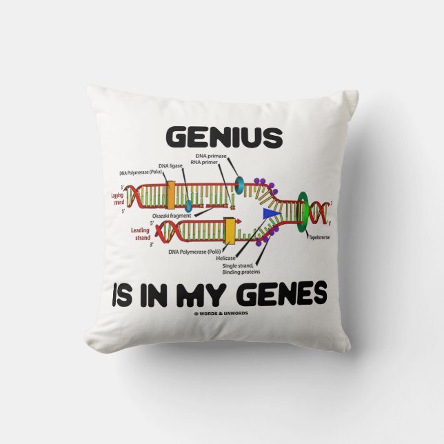 Coussin Le génie est dans mon Humour de réplication de l'A (Recto)