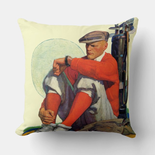 Coussin Le golfeur a continué l'attente (Recto)
