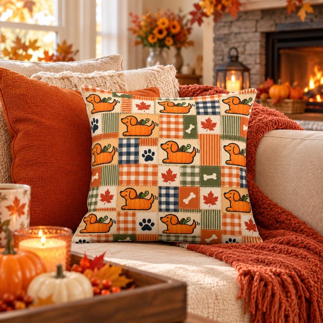 Coussin Le Goodog™ Citrouille Patchwork d'Automne (Créateur téléchargé)