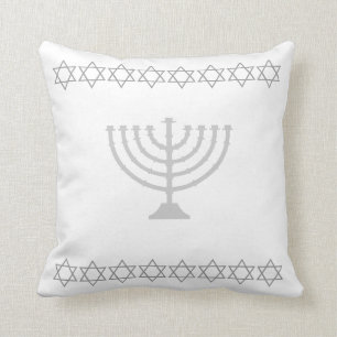 Coussin le GRIS blanc et ARGENTÉ, les MENORAH et les