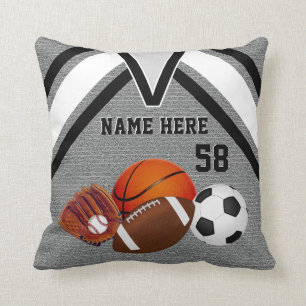 Coussin Le gris personnalisé folâtre la pièce de sports de
