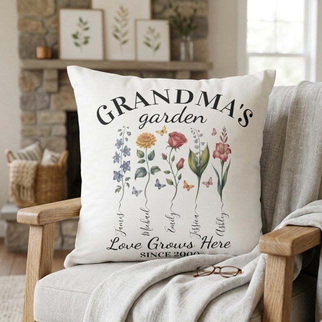 Coussin Le jardin de grand-mère Fleurs de naissance L'amou (Créateur téléchargé)