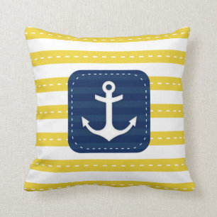 Coussin Le jaune nautique barre l'Ancre de bannière de