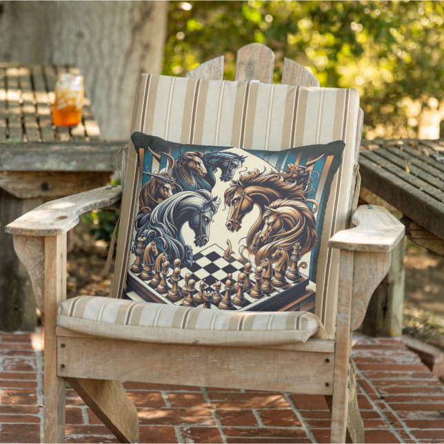 Coussin Le jeu des chevaliers - les échecs rencontre l'ima (Chaise)