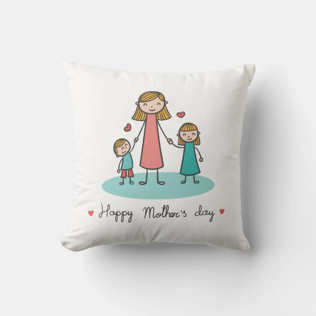 Coussin Le jour de mère heureux dessinant le carreau de | (Recto)