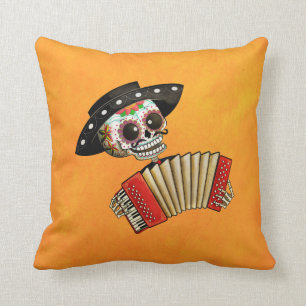 Coussin Le jour du mariachi mort d'EL de squelette