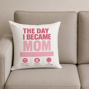 Coussin Le jour où je suis devenue maman