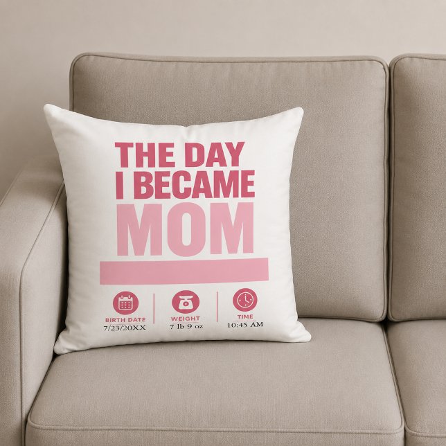 Coussin Le jour où je suis devenue maman (Créateur téléchargé)
