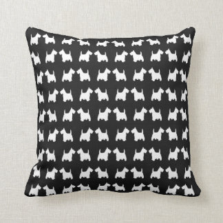 Coussin Le jumeau blanc de chien de Scottie silhouette le