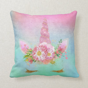 Coussin Le klaxon de visage de licorne fouette la menthe