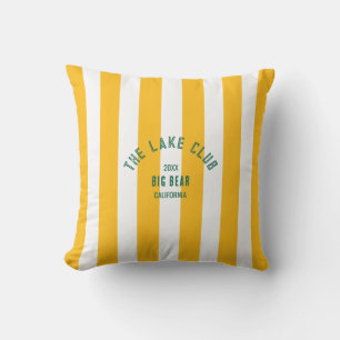 Coussin Le Lake Club Custom Crest Yellow Nautical Stripe