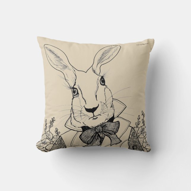 Coussin Le lapin blanc, le Hurrier je vais (Recto)