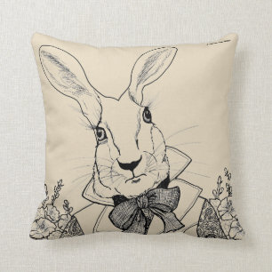 Coussin Le lapin blanc, le Hurrier je vais