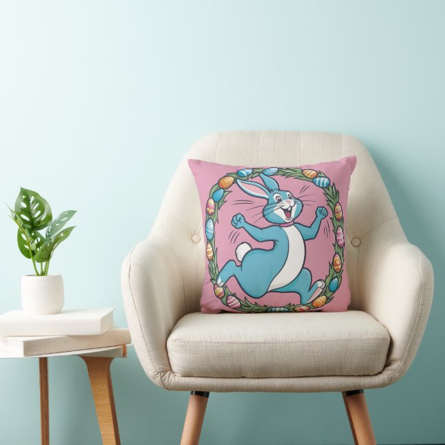 Coussin Le lapin dansant de la prairie de Pâques (Chaise)