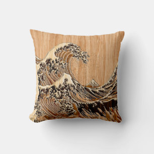 Coussin Le magnifique bois de Hokusai Wave Bamboo