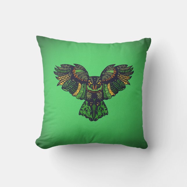 Coussin Le majestic Emerald Owl (Recto)