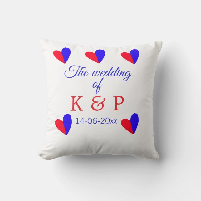 Coussin Le mariage de nom de couple initiale lettre date (Recto)