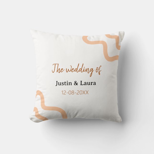 Coussin Le mariage de nom de la mariée date pêche (Recto)