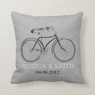 Coussin Le mariage vintage de bicyclette appelle la toile